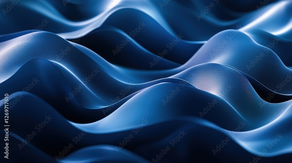 Obraz premium Abstract Blue Waves Flowing Seamlessly Across Space