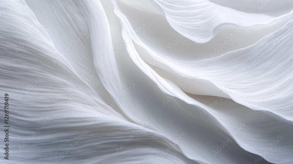 A white fabric with a pattern that resembles a wave A white fabric with a pattern that resembles a wave
