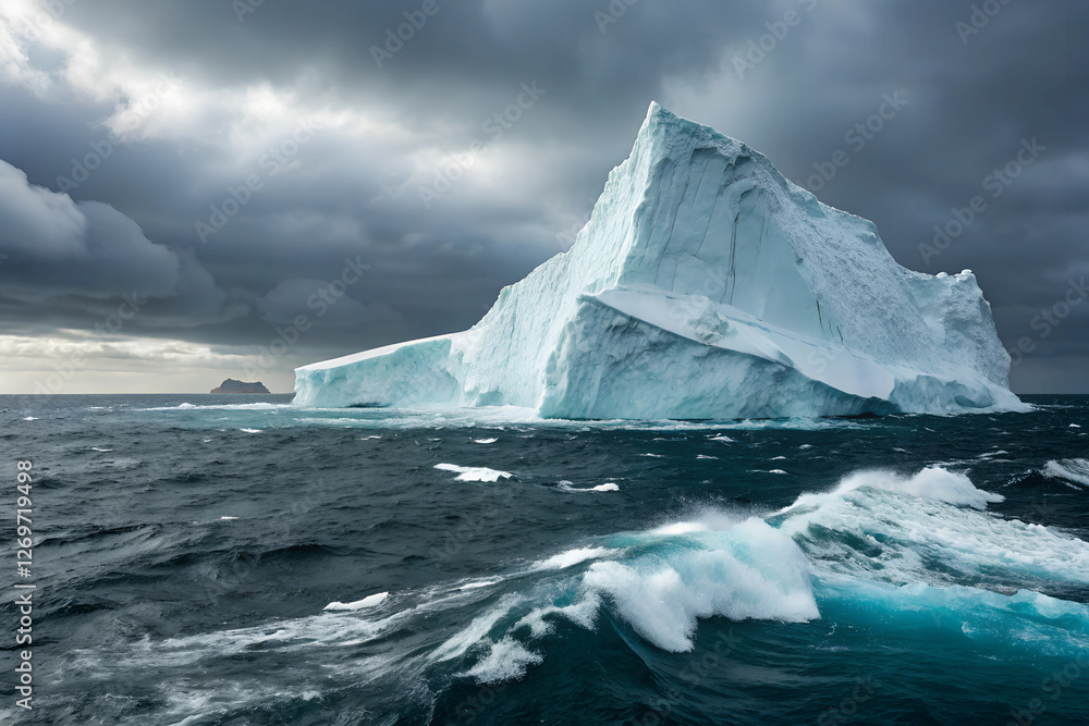 Iceberg Floating in the Ocean – Climate Change and Nature Concept Iceberg Floating in the Ocean – Climate Change and Nature Concept
