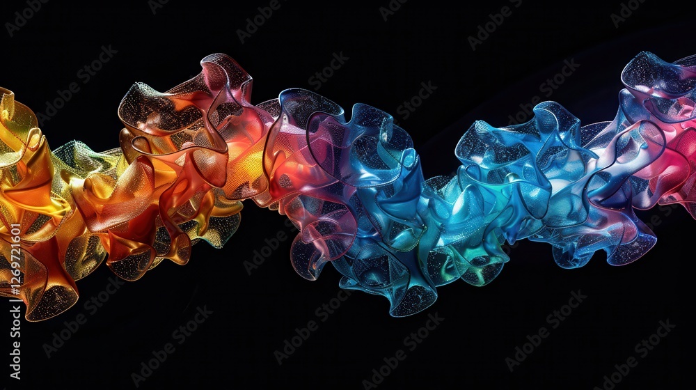 Obraz premium Colorful Abstract Representation of Waves in Science Illustrating Fluid Dynamics and Energy Flow
