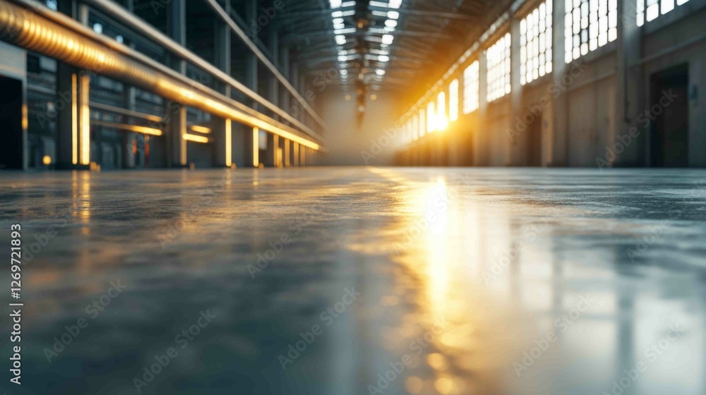 Serene Industrial Setting with Soft Lighting and Airy Atmosphere Serene Industrial Setting with Soft Lighting and Airy Atmosphere