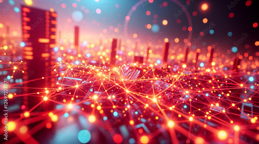 Fototapeta premium Abstract technology Network of Glowing Lines and Nodes