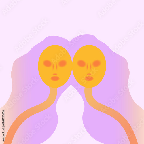 abstract human woman with blur effect and gradient in bright cosmic colors, conceptin space, unique, abstract people, allient, internal