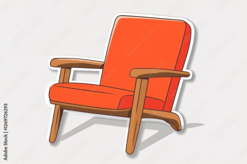 This vibrant orange lounge chair features a minimalist wooden frame ideal for contemporary living spaces and brings comfort and style to any room in your home. This vibrant orange lounge chair features a minimalist wooden frame ideal for contemporary living spaces and brings comfort and style to any room in your home.