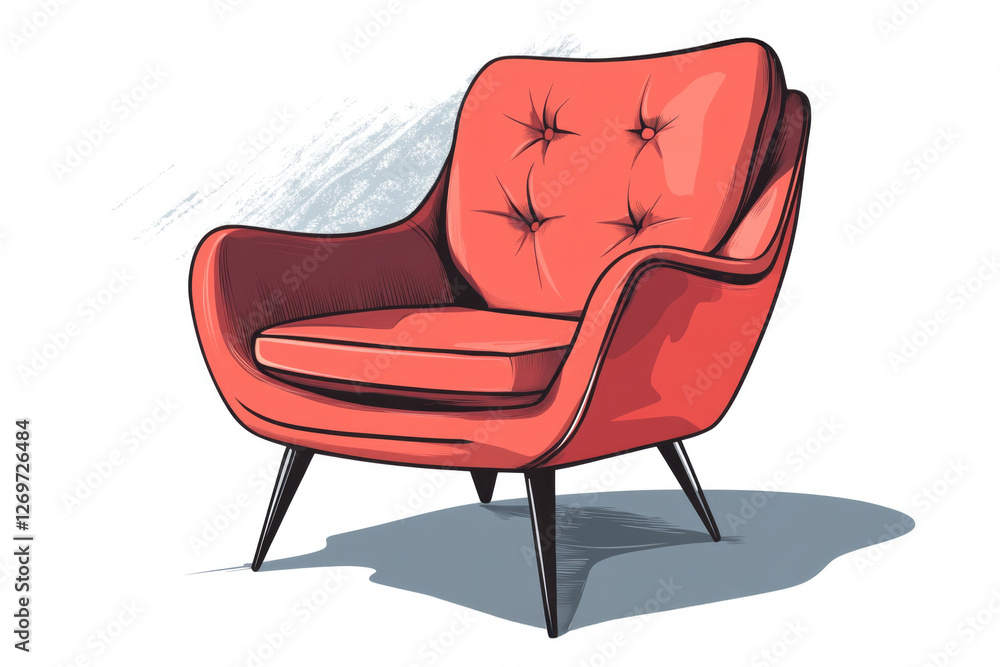 This plush red tufted armchair exudes elegance, making it a statement piece for any room with a sleek design and inviting cushion for luxurious comfort. This plush red tufted armchair exudes elegance, making it a statement piece for any room with a sleek design and inviting cushion for luxurious comfort.