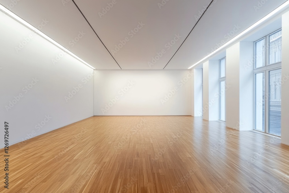 Empty Room White Wall with Wooden Floor Empty Room White Wall with Wooden Floor