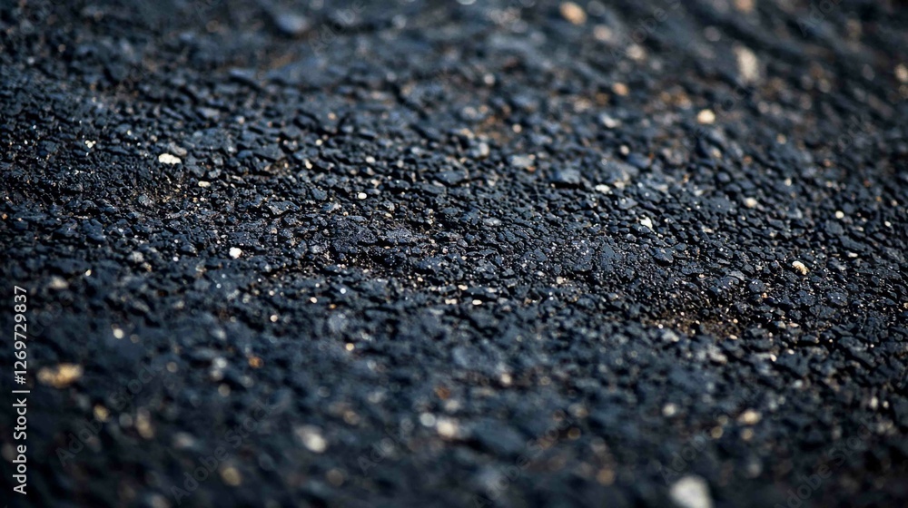 Close-Up Textured View of Asphalt with Small Pebbles and Details Close-Up Textured View of Asphalt with Small Pebbles and Details