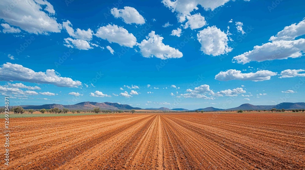 Vibrant Scene of Irrigated Agricultural Land Under Clear Blue Sky Vibrant Scene of Irrigated Agricultural Land Under Clear Blue Sky