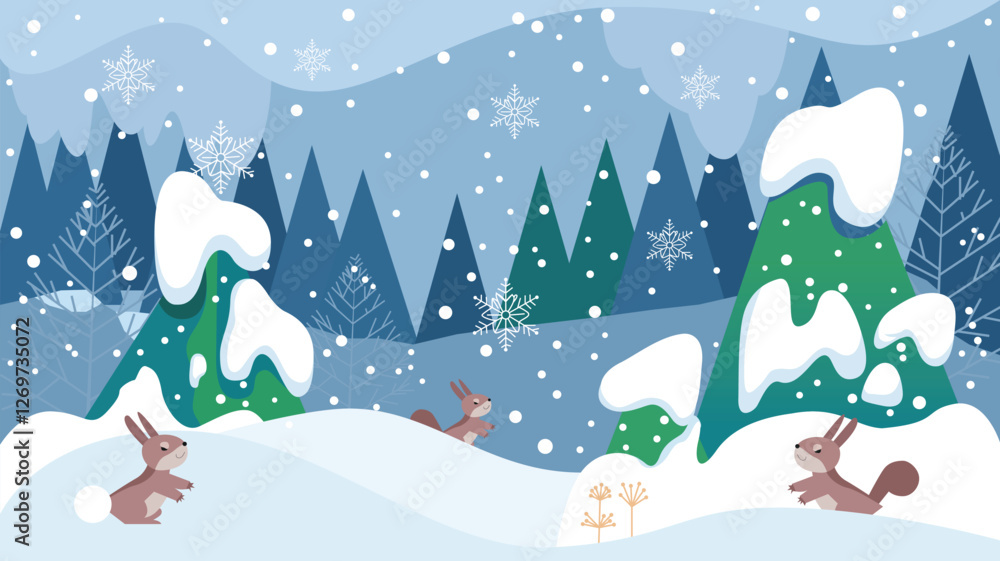 Obraz premium Winter Wonderland: A Playful Rabbit in the Snow