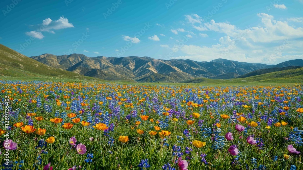 Vibrant Spring Views of Freshly Bloomed Green Fields Landscape Vibrant Spring Views of Freshly Bloomed Green Fields Landscape
