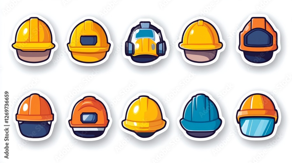An extensive array of crucial worker safety items, including a high visibility vest, protective hard hat, safety glasses, work gloves, and earplugs, displayed in a tidy and organized flat layout An extensive array of crucial worker safety items, including a high visibility vest, protective hard hat, safety glasses, work gloves, and earplugs, displayed in a tidy and organized flat layout