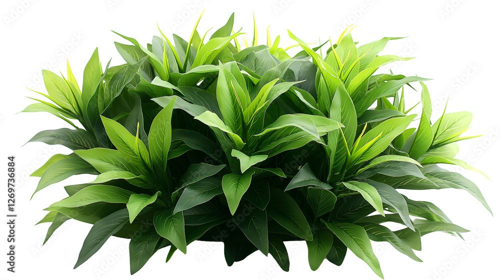 Fototapeta premium Tropical Foliage Plant Lush Green Leaves, Vibrant Nature Growth for Garden Themes, isolated on transparent background.