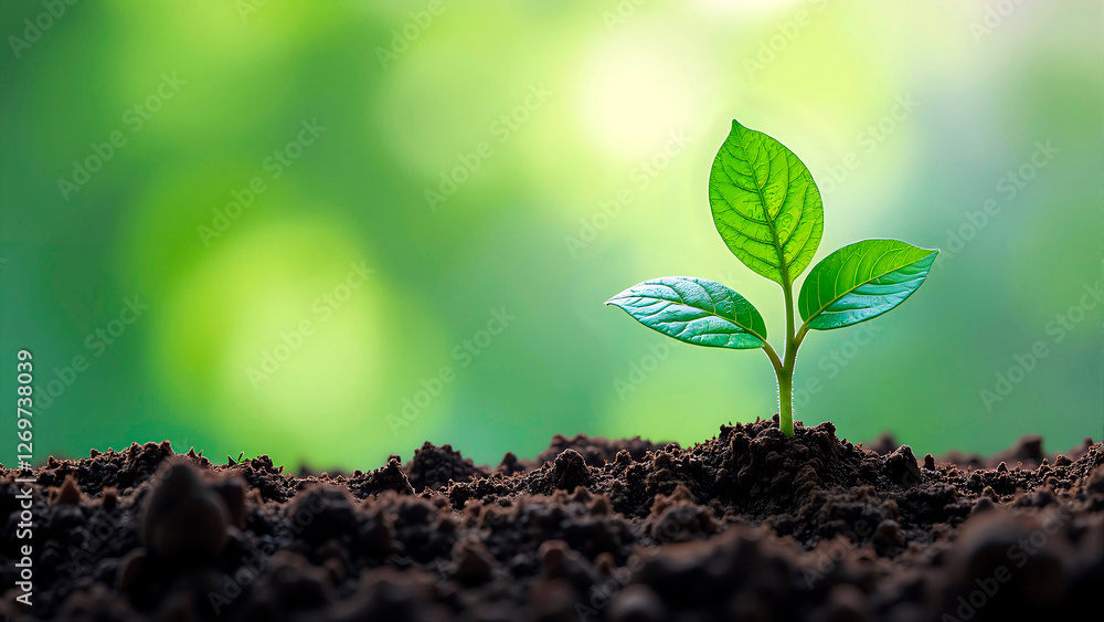 Fototapeta premium A futuristic illustration of plants and money growing together in a digital marketplace, with green leaves and roots intertwined with stock charts and coins.