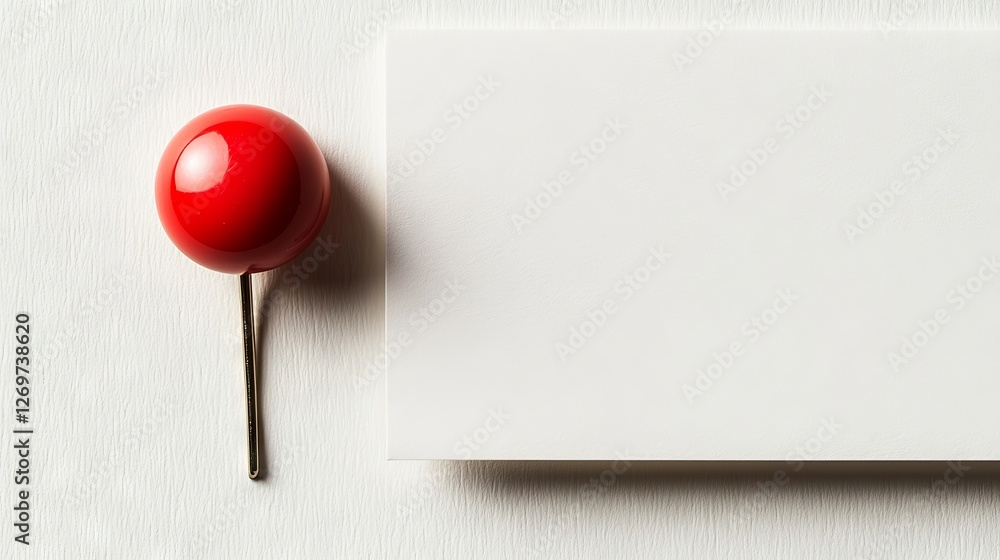 A single paper note, held by a vibrant red thumbtack, is displayed on a clear, minimalist background. This clean and practical design works well for business notes, announcements, and creative A single paper note, held by a vibrant red thumbtack, is displayed on a clear, minimalist background. This clean and practical design works well for business notes, announcements, and creative