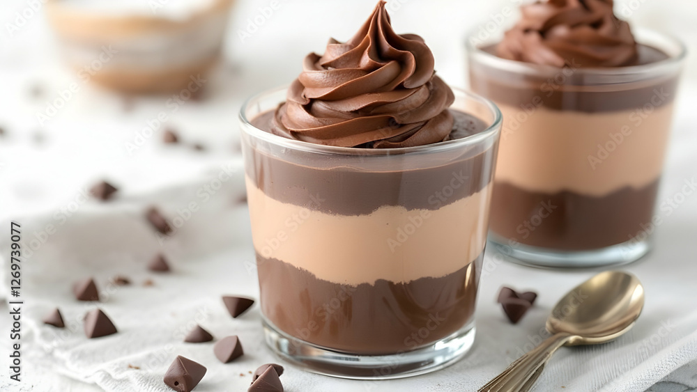 Chocolate Mousse: A smooth gradient from rich dark chocolate to a velvety milk chocolate. Chocolate Mousse: A smooth gradient from rich dark chocolate to a velvety milk chocolate.