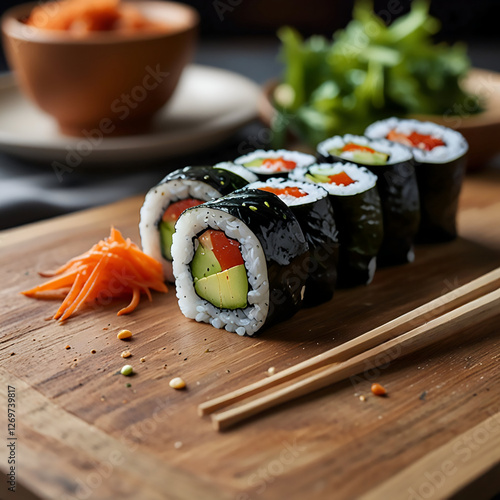 A delicious-looking meal of sushi rolls 