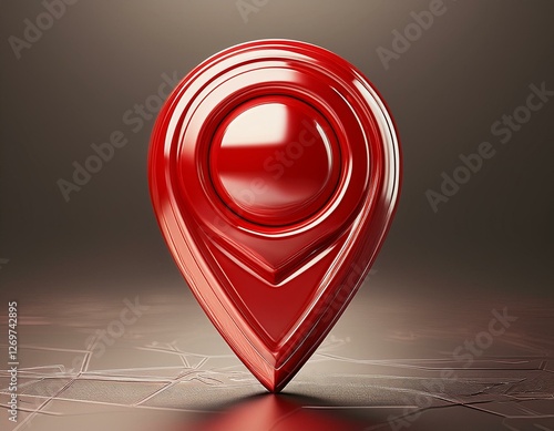 a shiny red pin for pinning the location 3d illustration