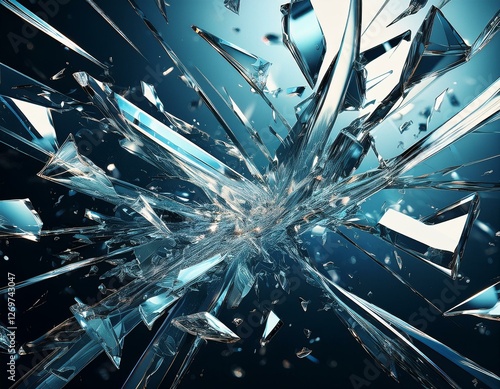 broken glass texture shattered splashing glass 3d rendering photo