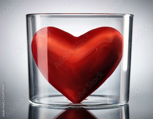 red heart in glass