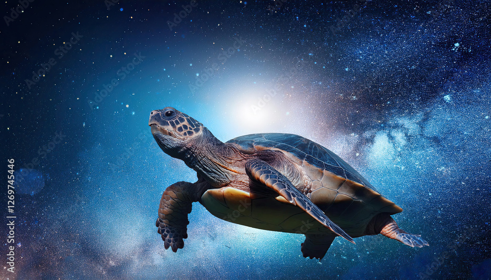 Turtle Gliding Through the Vibrant Astral Space Under Twinkling Stars and Cosmic Wonders Turtle Gliding Through the Vibrant Astral Space Under Twinkling Stars and Cosmic Wonders