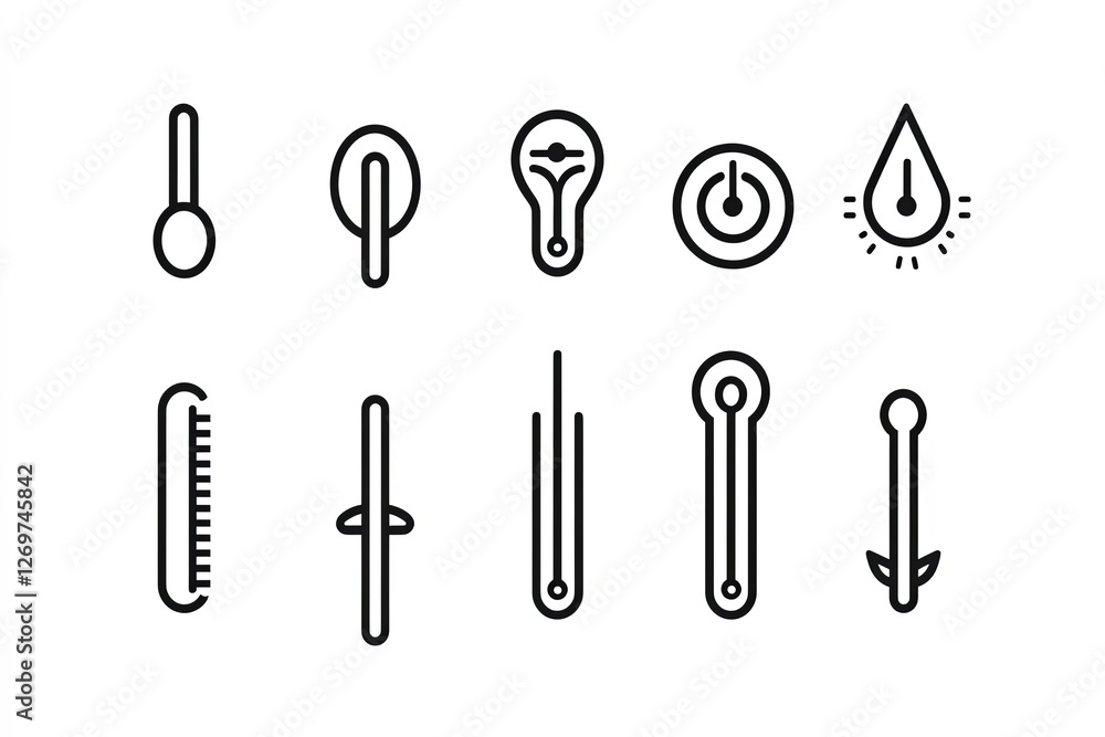 Thermometer icon symbol collection on white background.. Thermometer icon symbol collection on white background..