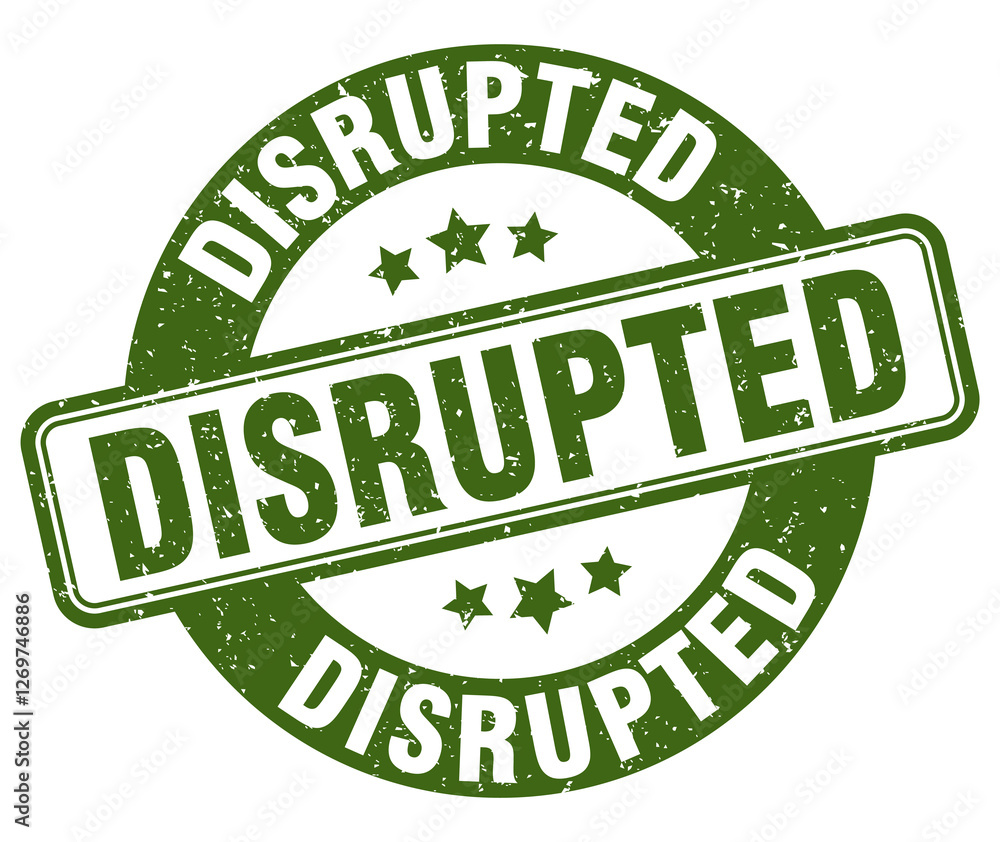 disrupted stamp. disrupted label. round grunge sign disrupted stamp. disrupted label. round grunge sign