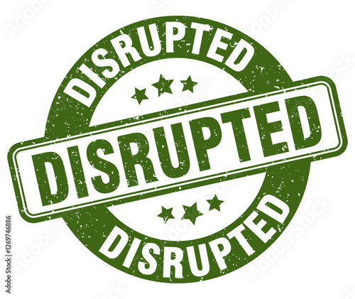 disrupted stamp. disrupted label. round grunge sign