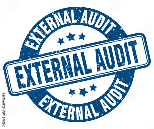 external audit stamp. external audit label. round grunge sign