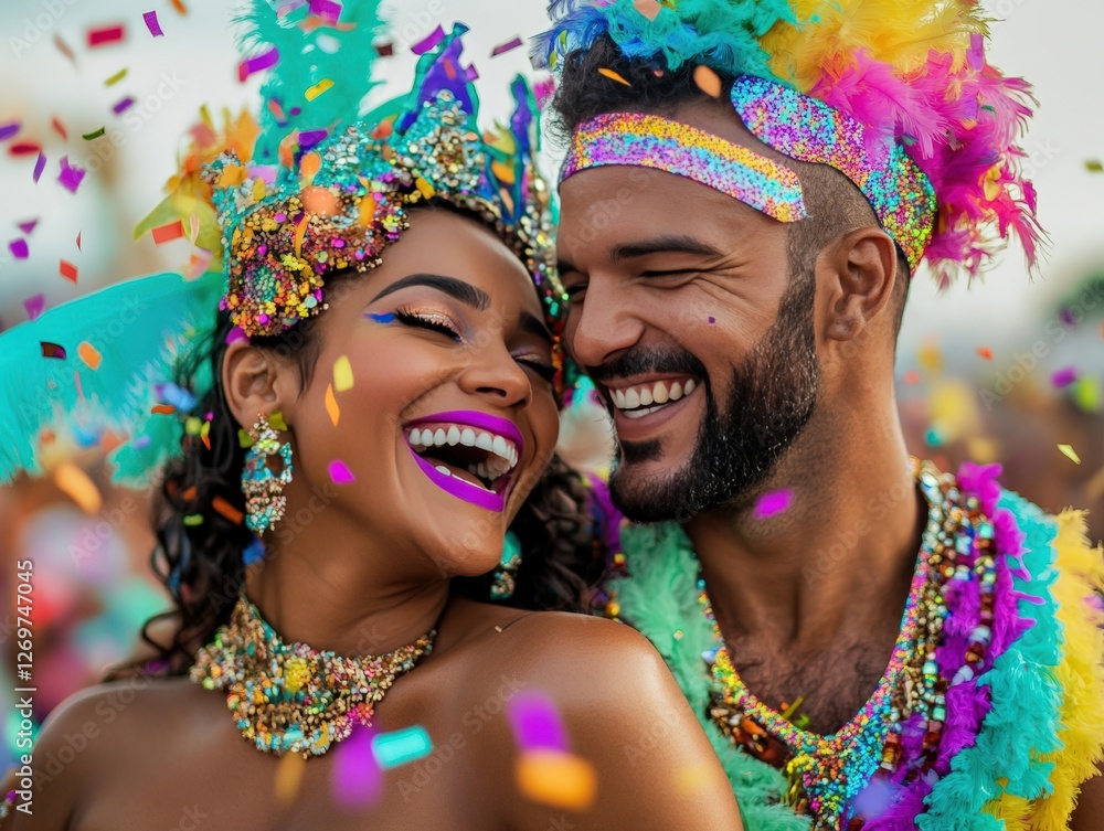 Obraz premium Festive Smiles: Celebrating at a Fun Brazilian Carnival Party
