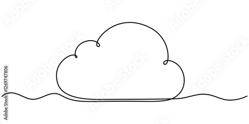 Cloud one line drawing, Cloud in the sky single line vector illustration. cloud continuous one line drawing, Continuous one single minimal line drawing cloud, Cloud one line drawing, Cloud in the sky 