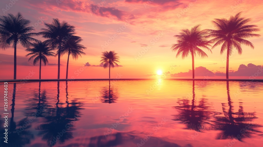 Fototapeta premium Sunset Reflections in the Pool