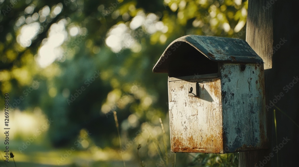 Rustic Old Mailbox in a Tranquil Green Setting Awe-Inspiring Summer Scene Rustic Old Mailbox in a Tranquil Green Setting Awe-Inspiring Summer Scene