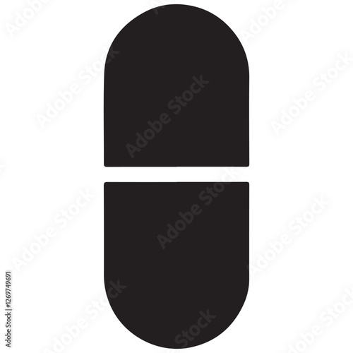 Split pill silhouette vector illustration for dosage and medical treatment