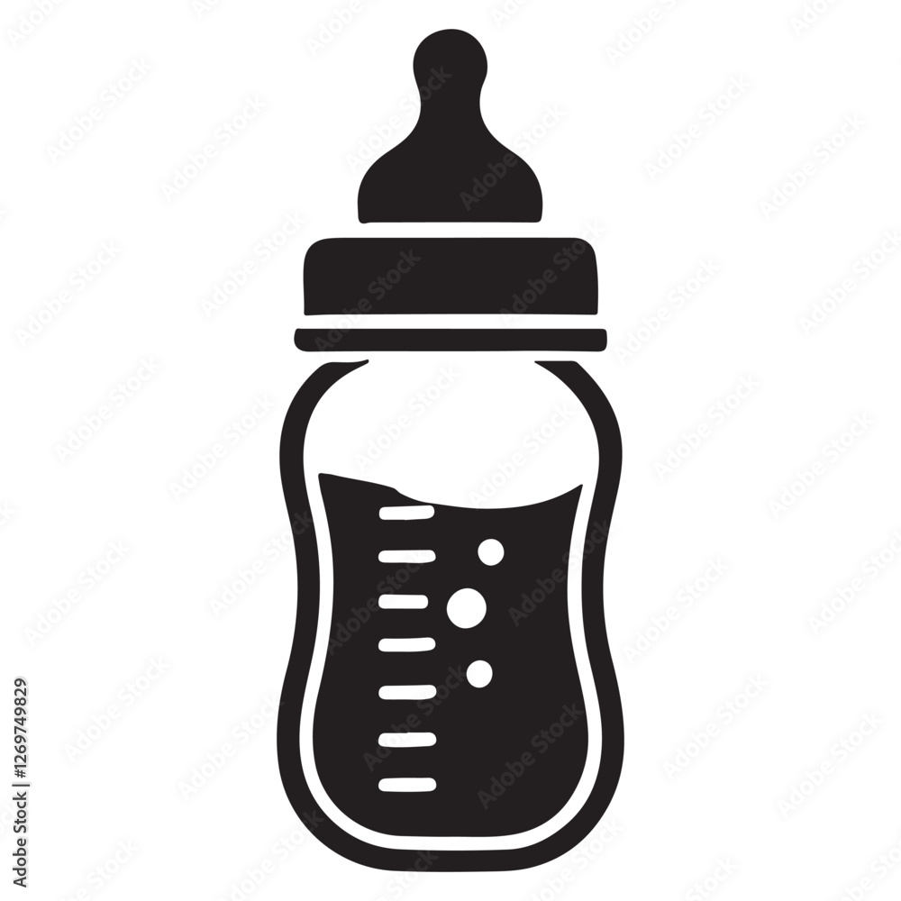 Baby bottle silhouette illustration for feeding and nurturing designs Baby bottle silhouette illustration for feeding and nurturing designs