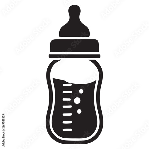 Baby bottle silhouette illustration for feeding and nurturing designs