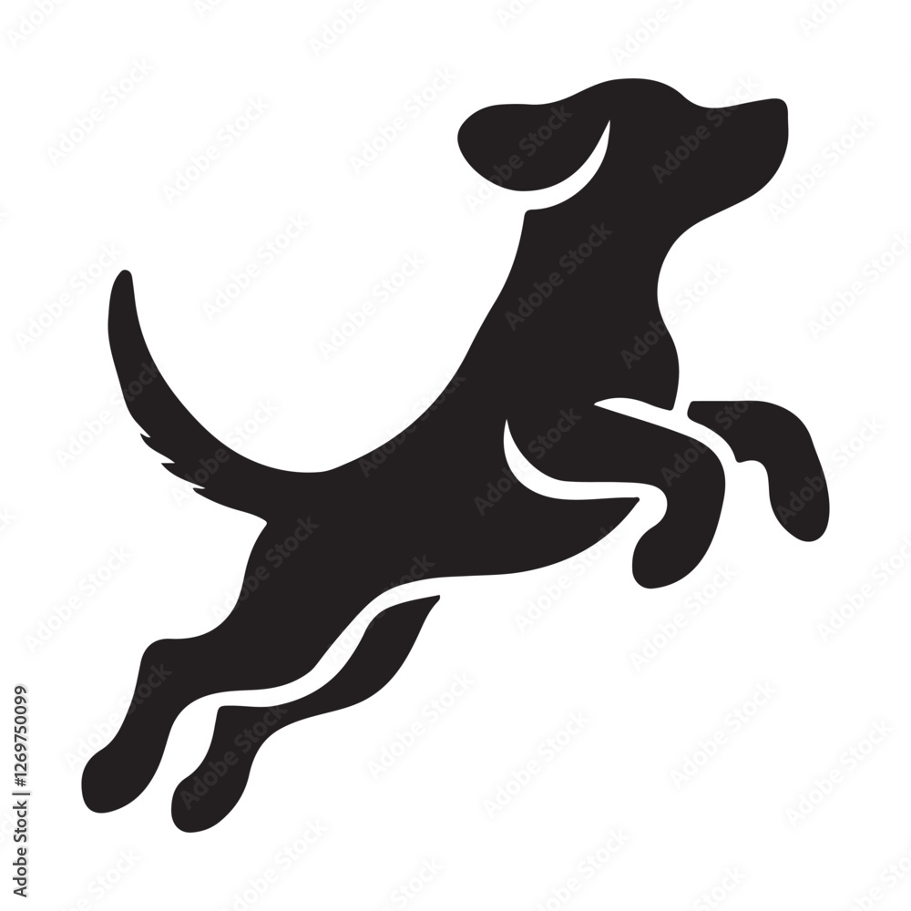 Playful jumping dog vector silhouette artwork for pet lovers design Playful jumping dog vector silhouette artwork for pet lovers design