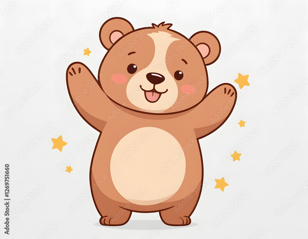 Naklejka premium Cute cheerful teddy bear with stars