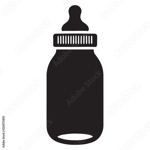 Simple Baby Bottle Silhouette Vector Illustration for Infant Feeding Needs