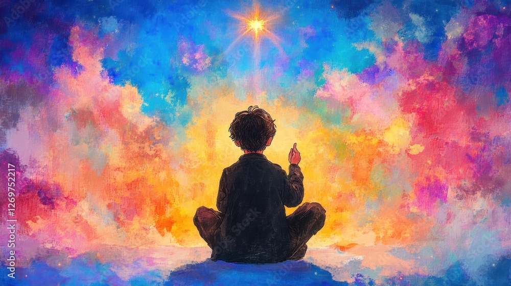 Harmony: Spiritual Connection of a Happy Boy to the Universe Through Healing Art Therapy and Holistic Mindfulness in Watercolor Painting Harmony: Spiritual Connection of a Happy Boy to the Universe Through Healing Art Therapy and Holistic Mindfulness in Watercolor Painting