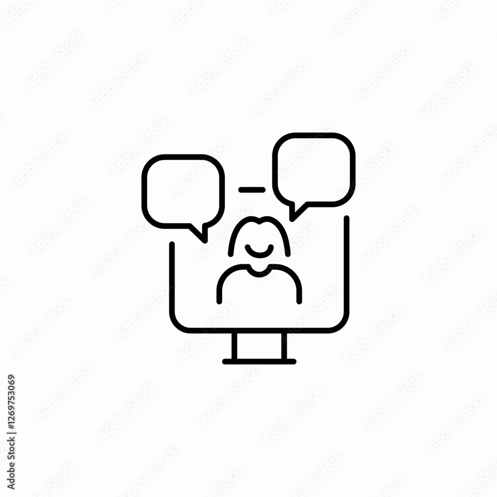 desktop speech watch icon sign vector desktop speech watch icon sign vector