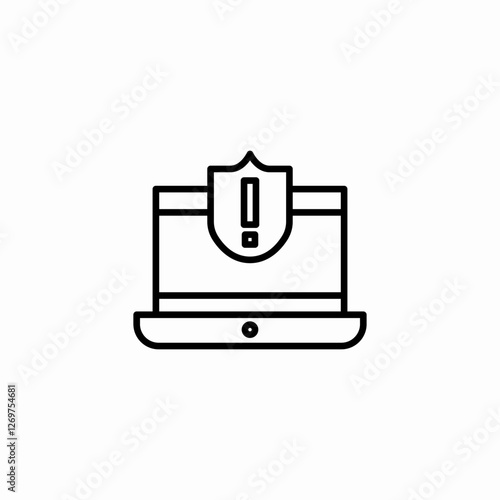 laptop security warning icon sign vector