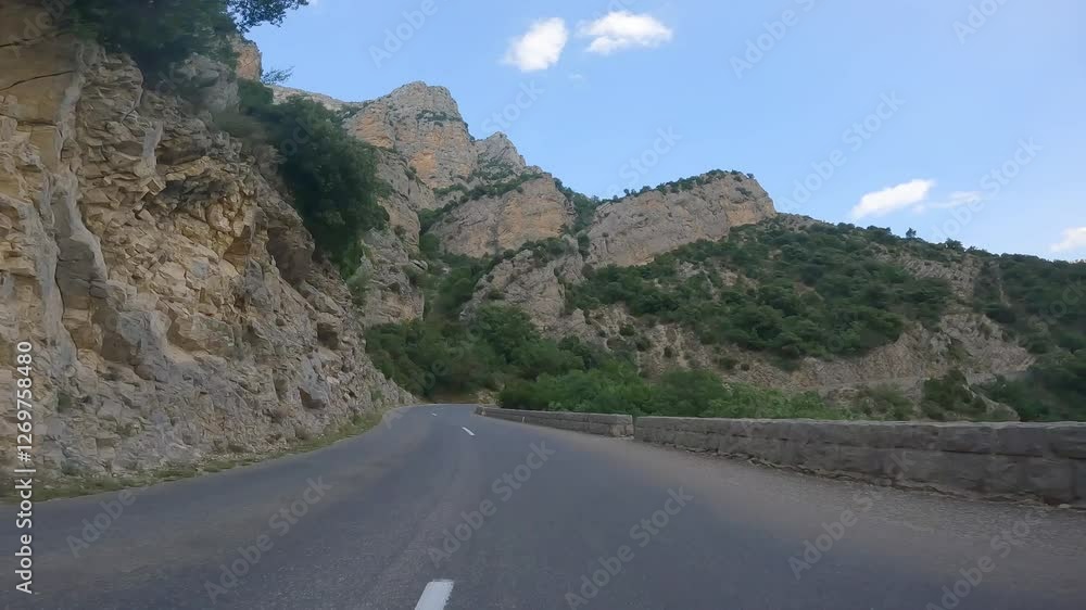 driving on a mountain road in the Verdon Gorge in France driving on a mountain road in the Verdon Gorge in France
