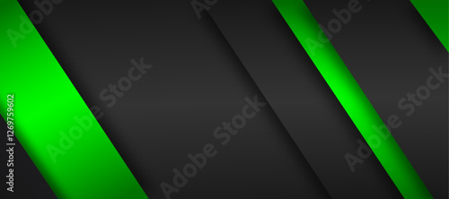Abstract black and neon green modern material header. Metallic technology banner. Vector abstract widescreen background.
