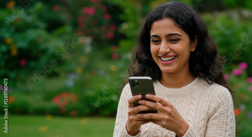 Girl showing cell phone screen
