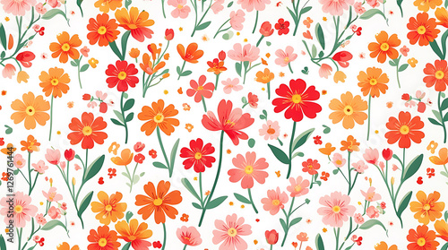 Vibrant Spring Bouquet – Perfect for Fabric & Home Decor.Floral pattern.