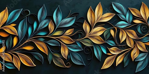 3D quilling, a leafy pattern with paper art, set against a dark background