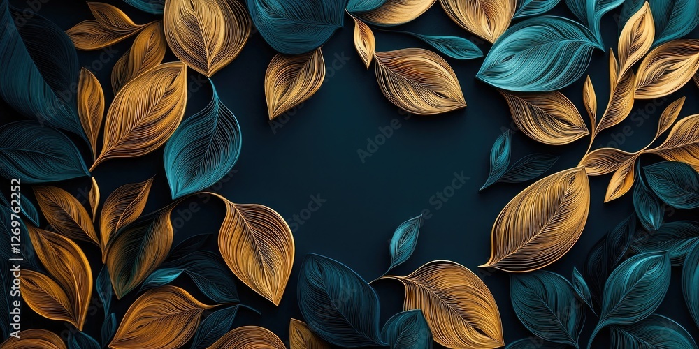 3D quilling, a leafy pattern with paper art, set against a dark background 3D quilling, a leafy pattern with paper art, set against a dark background