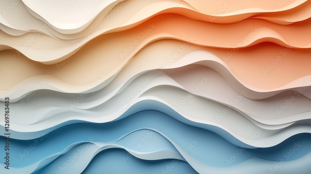 A visually appealing arrangement of wavy layers in soft pastel colors, creating a sense of depth and texture. A visually appealing arrangement of wavy layers in soft pastel colors, creating a sense of depth and texture.