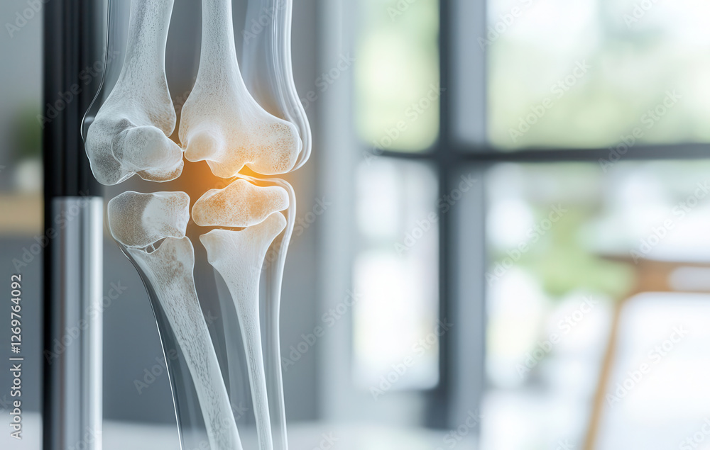 close up of knee joint model with highlighted area indicating pain or inflammation close up of knee joint model with highlighted area indicating pain or inflammation