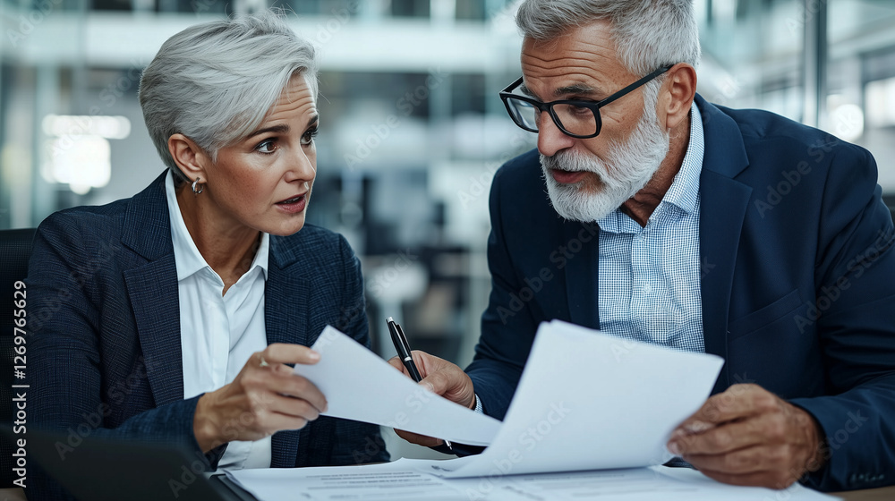 Fototapeta premium Business lawyer presenting legal documents to a client in an office meeting